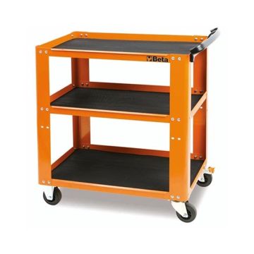 Chariot d’atelier métallique 3 plateaux revêtus Capacité de charge statique 200kg couleur orange Beta C51-O