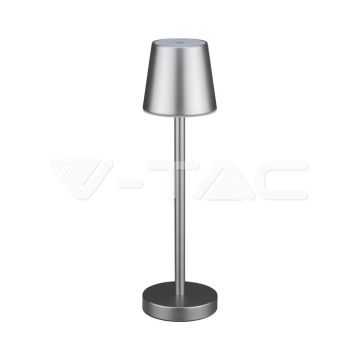 V-TAC LED-Tischlampe, 3 W, wiederaufladbarer Akku, graue Farbe, USB C Touch, dimmbar, 4000 K, Restaurant-Tischleuchte für den Innenbereich, IP20 – 10188