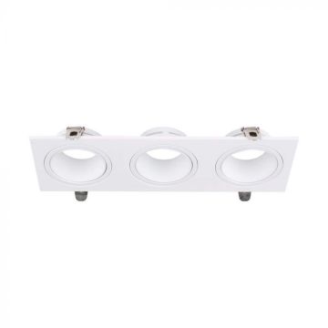 V-TAC VT-441 Dreifach-LED-Einbauleuchte, rechteckig, 3 x GU10, Polycarbonat und Metall, weiße Farbe – Artikelnummer 10299