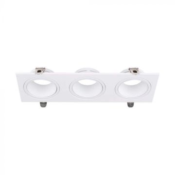 V-TAC VT-441 Triple LED Encastré Rectangulaire 3*GU10 Polycarbonate et Métal Couleur Blanche - sku 10299