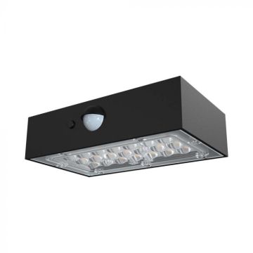 V-TAC VT-403 LED-Wandleuchte mit Solarpanel 3 W BRICK LAMP Bewegungssensor Schwarzes Farblicht 4000 K + 3000 K IP65 – 10305