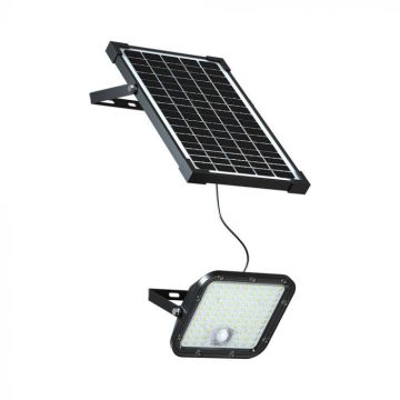 V-TAC VT-432 30W black led spotlight with solar panel and remote control Floodlight with motion sensor 6000K - 10311