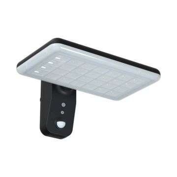 V-TAC VT-414 Lampada solare LED 15W nera da parete rettangolare con Pannello fotovoltaico e sensore movimento CCT 4000K+6000K IP65 - 10315