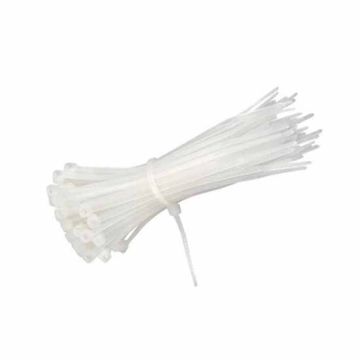 Cable tie nylon-66 clips for wiring 3.5x150mm white 100pcs V-TAC - sku 11165