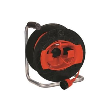 Kabeltrommel 50m Zentralstecker italienisch std. 2P+E 16A und Sockel std. 2P+E 16A Anhänger montiert GOLIA GARDEN Fanton 11193