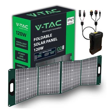 V-TAC modulo pannello fotovoltaico solare pieghevole 120w per ricarica power station portatile sku 11446