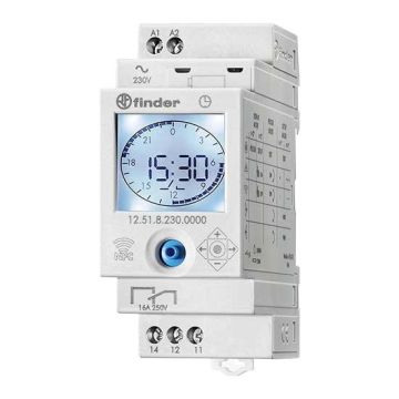 16A Digital/analogue-style time switches outputs 1 with NFC technology Two programming modes Type 12.51 Finder 125182300000