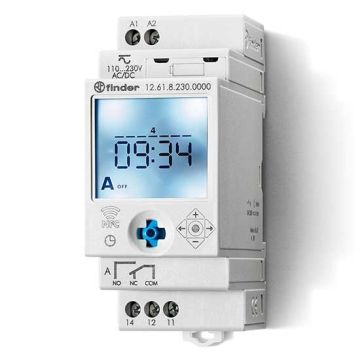 Interrupteur horaire digital hebdomadaire avec 1 contact 16A technologie NFC Deux modes de programmation Type 12.61 Finder 126182300000