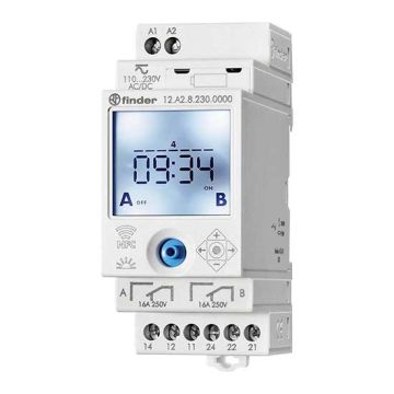 16A Weekly Astro time switches outputs 2 with NFC technology Two programming modes Type 12.A2 Finder 12A282300000