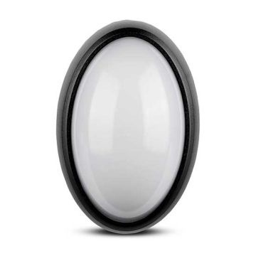 V-TAC VT-8010 12W LED dôme ovale complet plafonnier blanc chaud 3000K corps noir IP54 - sku 1350