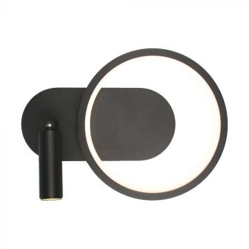 V-TAC VT-7906 Modern circle LED wall lamp 14W metal body black 25cm light 4000K - 14980