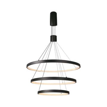 V-TAC VT-7924 Lustre suspension LED dimmable 3 cercles suspendus 46W en métal au Design Moderne 80*150cm Couleurs noir 3000K - 15345