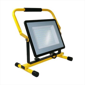 V-TAC VT-109-N Projecteur de travail à LED 100W chip samsung corps noir/jaune avec support et prise UE Schuko 3MT Blanc froid 6500K - SKU 2120125