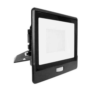 V-TAC VT-158S 50W pir sensor floodlight LED SMD chip samsung cold white 6500K slim black body Inbuilt junction Box IP65 - SKU 20267