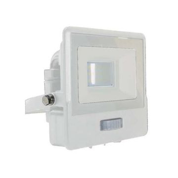 V-TAC VT-118S projecteur LED 10W chip samsung smd avec sensor PIR blanc chaud 3000K slim blanc Boîte de jonction intégrée IP65 - SKU 20268