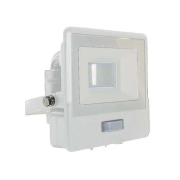 V-TAC VT-118S 10W pir sensor floodlight LED SMD chip samsung day white 4000K slim white body Inbuilt junction Box IP65 - SKU 20269