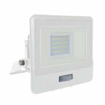 V-TAC VT-128S projecteur LED 20W chip samsung smd avec sensor PIR blanc neutre 4000K slim blanc Boîte de jonction intégrée IP65 - SKU 20272