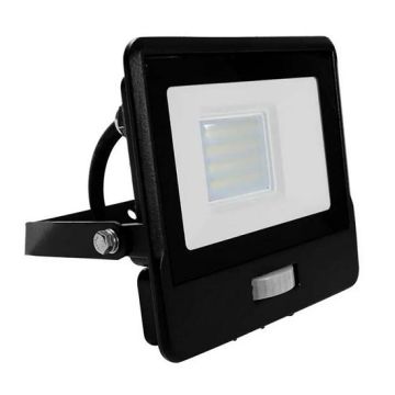 V-TAC VT-128S-1 20W pir sensor floodlight LED SMD chip samsung warm white 3000K slim black body IP65 - SKU 20283