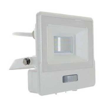 V-TAC VT-118S-1 10W pir sensor floodlight LED SMD chip samsung cold white 6500K slim white body IP65 - SKU 20294