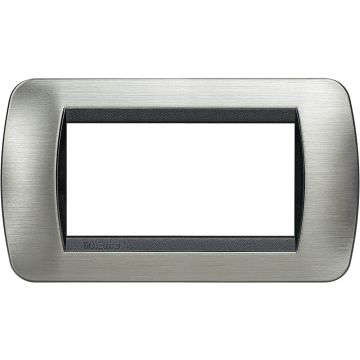 Placca Living International 4 moduli - Acciaio Spazzolato L4804ACS