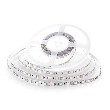 V-TAC VT-5050 bande strip led SMD5050 24V 5M 60LEDs/m 10W/M 83LM/W blanc chaud 3000K IP65 - SKU 212431