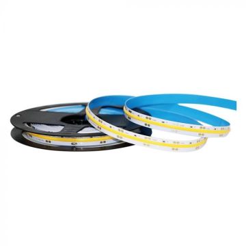 V-TAC VT-280 LED 24V COB 950lm/mt 5M strip 10W/Mt lumière blanc chaud 3000K CRI>80 IP20 - SKU 212652