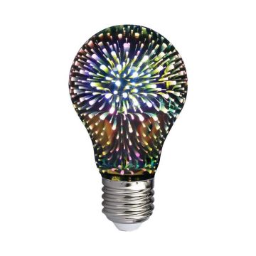 V-TAC VT-2203 3D effect led bulb 3W E27 A60 warm white 3000K chromed glass filament - SKU 212704