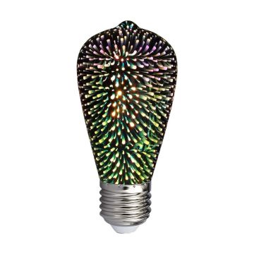 V-TAC VT-2223 3W LED Lampe bulb smd ST64 E27 warmweiß 3000K 3D Lichteffekt Chromglas - SKU 2705