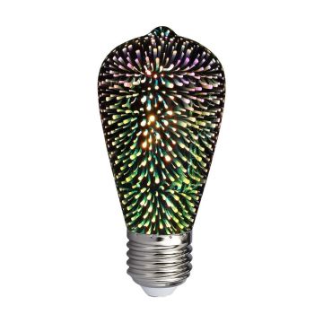 V-TAC VT-2223 Ampoule 3W smd E27 ST64 blanc chaud 3000K verre chromé effet de lumière 3D - SKU 2705