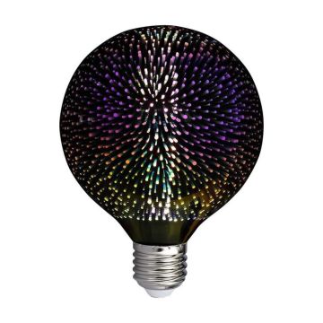 V-TAC VT-2223 3D-Effekt-Kugel-LED-Lampe 4 W E27 G125 warmweißes Filament 3000 K in verchromtem Glas - SKU 212706