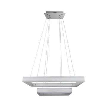 V-TAC VT-101-2D Lustre suspension LED avec 2 rectangles suspendus 113W en métal couleur blanc lumière 3000k triac dimmable - 213986