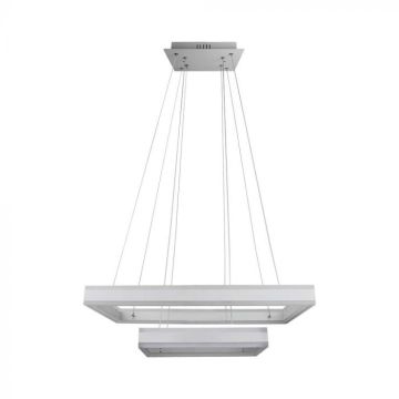 V-TAC VT-101-2D Lustre suspension LED avec 2 rectangles suspendus 113W en métal couleur blanc lumière 3000k triac dimmable - 213986