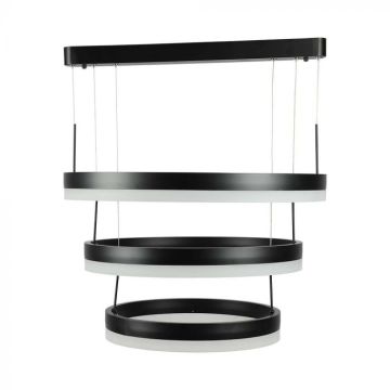 V-TAC VT-82-3-B LED pendant chandelier with rings 86W in metal with 3 circles, black color, 3000k light, dimmable - 213990