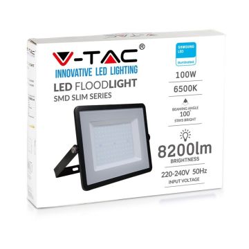 V-TAC PRO VT-100 Faro led 100W slim alluminio nero chip samsung SMD bianco freddo 6400K - SKU 21414