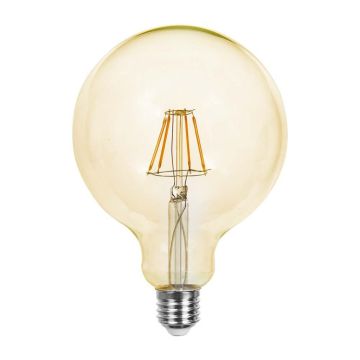 V-Tac VT-1956 Ampoule globe led filament vintage couleur ambre 6W E27 G125 lumière 2200k sku 214473