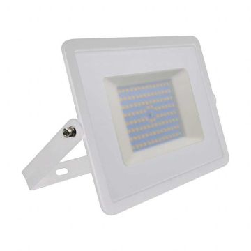 V-TAC VT-40101 100W smd led projector white body - natural white light 4000K E-Series ultra slim IP65 - sku 215968