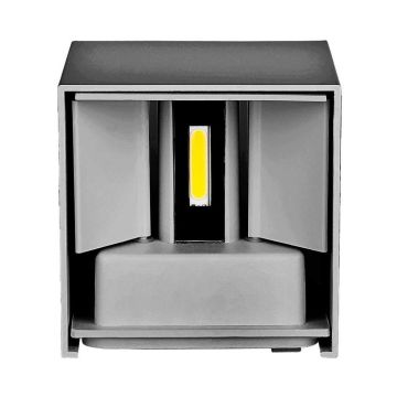 V-TAC VT-759 Applique murale LED 5W carrée 140lm/w corps gris satiné - IP65 double faisceau blanc chaud 3000K - sku 217080