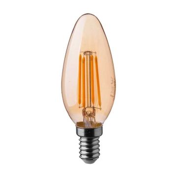 V-Tac VT-1955 Ampoule bougie LED Verre Ambre lampe 4W filament E14 2200K - 217113