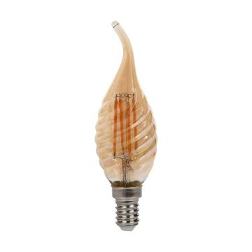 V-Tac VT-1947 Lampadina soffio di vento LED Vetro tortiglione lampada Ambrata 4W filamento E14 2200K - 217116