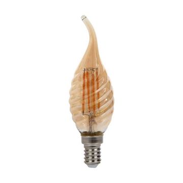 V-Tac VT-1947 Ampoule soufflante LED Verre torsadé Ambre 4W E14 filament 2200K - 217116