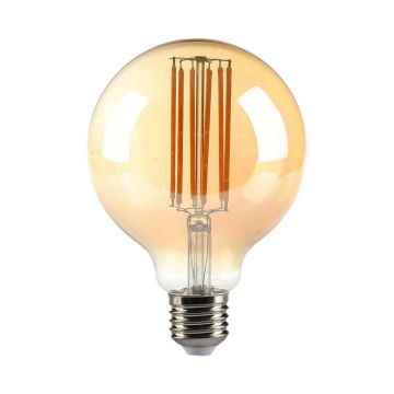 V-Tac VT-2027 Globe LED Filament Light Bulb 7W Е27 G95 Vintage Amber Color Warm White 2200K - 217147