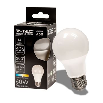 V-TAC VT-2099 LED bulb 8.5W E27 lamp Bulb A60 natural white 4000K - SKU 217261