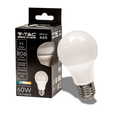 V-TAC VT-2099 Ampoule LED 8.5W E27 Ampoule A60 blanc froid 6500K - SKU 217262