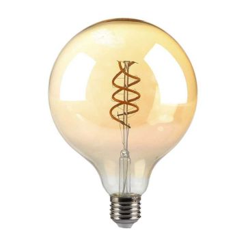 V-Tac VT-2126 Ampoule 6W E27 G125 Double Filament Verre Ambre 300° Dimmable Lumière Blanc Chaud 1800k sku 217328