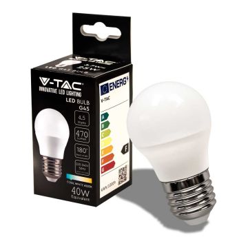 V-TAC VT-1879 LED-Glühbirne E27 4,5 W Mini-Globe G45 Licht Kaltweiß 6400 K – Artikelnummer 217409