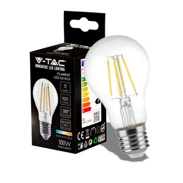 V-TAC VT-2133 LED-Glühbirne E27-Filament 12 W 125 LM/W A70 Naturweiß 4000 K – Artikelnummer 217459