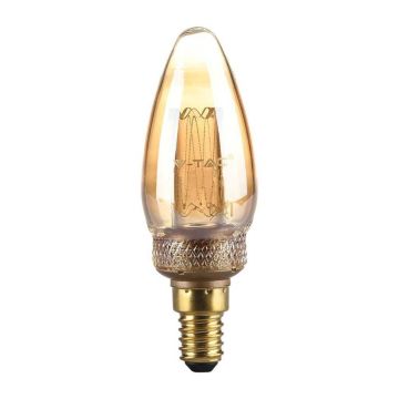 V-Tac VT-2152 LED Bulb 2W E14 Amber Glass with Laser Engraving Filament Warm White 1800K - 217472