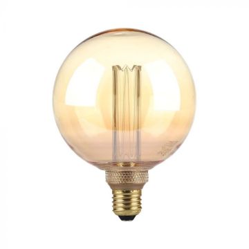 V-Tac VT-2195 LED-Globelampe 4 W E27 G125, bernsteinfarbenes Glas mit Lasergravuren, Filament warmweiß 1800 K – 217475