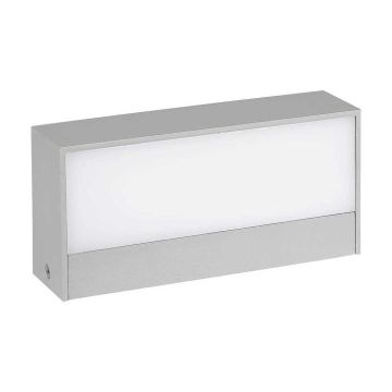 V-TAC VT-8056 Lampada LED da muro 9W doppio fascio luminoso 90° rettangolare colore grigio da esterno IP65 luce 3000k - 218239