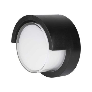 V-TAC VT-827 Lampe LED ronde 12W diffuseur demi-cercle noir lumière extérieure blanc chaud 3000k IP65 - sku 218537